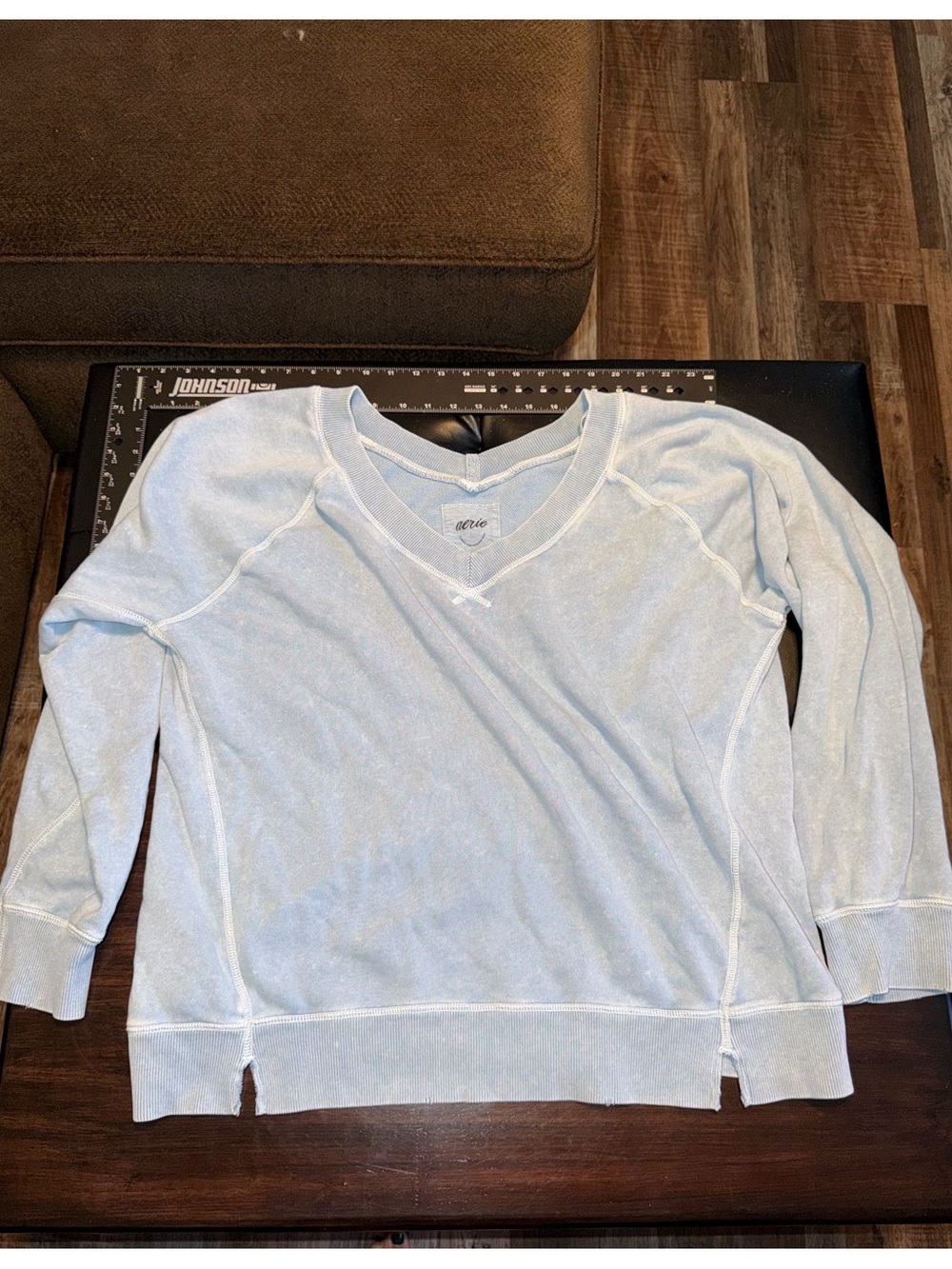 aerie Light Blue V-Neck Raglan Pullover Sweater